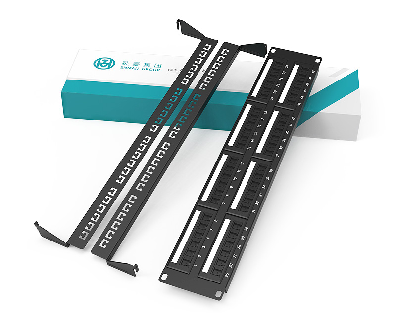 英曼2U48口-防塵網絡配線架，180°非屏非免打機架式  Patch Panel